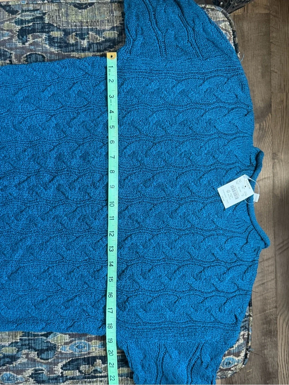 NWT J.Crew Factory 2025 Cable Knit Mock Neck Sweater Teal Medium